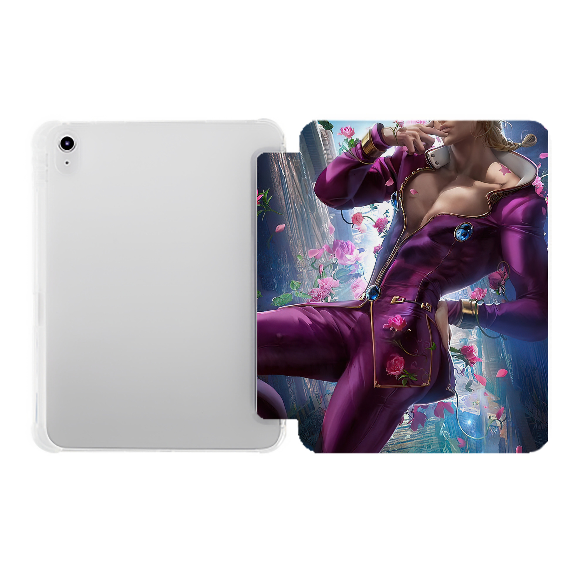 （画像用） ジョジョの奇妙な冒険 JoJo's Bizarre Adventure IPad ケース ペン収納付き 三つ折りスタンド PUレザー×シリコン 対応機種9.5/10.5/10.9インチ